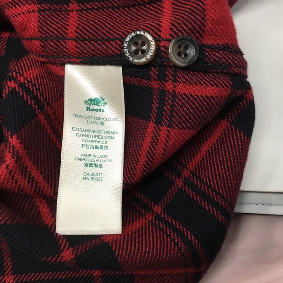 Roots Canada Buffalo Check Plaid Lumberjack Flannel Shirt Elbow Patches Size S - Picture 12 of 13